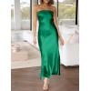 imageCaracilia Womens Strapless Satin Tube Bodycon Backless Wedding Guest Maxi Dress 2025 Fall Formal Long DressesGreen
