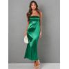 imageCaracilia Womens Strapless Satin Tube Bodycon Backless Wedding Guest Maxi Dress 2025 Fall Formal Long DressesGreen