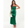 imageCaracilia Womens Strapless Satin Tube Bodycon Backless Wedding Guest Maxi Dress 2025 Fall Formal Long DressesGreen