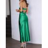 imageCaracilia Womens Strapless Satin Tube Bodycon Backless Wedding Guest Maxi Dress 2025 Fall Formal Long DressesGreen