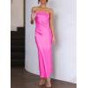 imageCaracilia Womens Strapless Satin Tube Bodycon Backless Wedding Guest Maxi Dress 2025 Fall Formal Long DressesHot Pink