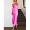 imageCaracilia Womens Strapless Satin Tube Bodycon Backless Wedding Guest Maxi Dress 2025 Fall Formal Long DressesHot Pink