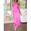 imageCaracilia Womens Strapless Satin Tube Bodycon Backless Wedding Guest Maxi Dress 2025 Fall Formal Long DressesHot Pink
