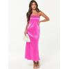 imageCaracilia Womens Strapless Satin Tube Bodycon Backless Wedding Guest Maxi Dress 2025 Fall Formal Long DressesHot Pink