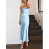 imageCaracilia Womens Strapless Satin Tube Bodycon Backless Wedding Guest Maxi Dress 2025 Fall Formal Long DressesLight Blue
