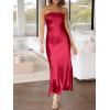 imageCaracilia Womens Strapless Satin Tube Bodycon Backless Wedding Guest Maxi Dress 2025 Fall Formal Long DressesRed
