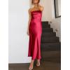 imageCaracilia Womens Strapless Satin Tube Bodycon Backless Wedding Guest Maxi Dress 2025 Fall Formal Long DressesRed