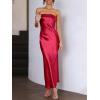 imageCaracilia Womens Strapless Satin Tube Bodycon Backless Wedding Guest Maxi Dress 2025 Fall Formal Long DressesRed