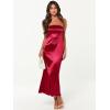 imageCaracilia Womens Strapless Satin Tube Bodycon Backless Wedding Guest Maxi Dress 2025 Fall Formal Long DressesRed