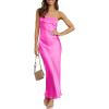 imageCaracilia Womens Strapless Satin Tube Bodycon Backless Wedding Guest Maxi Dress 2025 Fall Formal Long DressesHot Pink