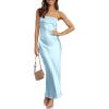imageCaracilia Womens Strapless Satin Tube Bodycon Backless Wedding Guest Maxi Dress 2025 Fall Formal Long DressesLight Blue