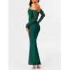 imageCaracilia Womens Bodycon Off Shoulder Maxi Dresses Long Sleeve Mesh Ruched Sexy Cocktail Party Club Long Dress 2025 FallForest Green