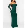 imageCaracilia Womens Bodycon Off Shoulder Maxi Dresses Long Sleeve Mesh Ruched Sexy Cocktail Party Club Long Dress 2025 FallForest Green