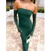 imageCaracilia Womens Bodycon Off Shoulder Maxi Dresses Long Sleeve Mesh Ruched Sexy Cocktail Party Club Long Dress 2025 FallForest Green