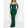 imageCaracilia Womens Bodycon Off Shoulder Maxi Dresses Long Sleeve Mesh Ruched Sexy Cocktail Party Club Long Dress 2025 FallForest Green