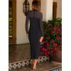 imageCaracilia Womens Mesh Dress Long Sleeve Mock Neck Bodycon Sheer Going Out Cocktail Night Club Midi Dresses 3 Piece OutfitsBlack
