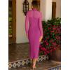 imageCaracilia Womens Mesh Dress Long Sleeve Mock Neck Bodycon Sheer Going Out Cocktail Night Club Midi Dresses 3 Piece OutfitsHot Pink