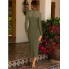 imageCaracilia Womens Mesh Dress Long Sleeve Mock Neck Bodycon Sheer Going Out Cocktail Night Club Midi Dresses 3 Piece OutfitsOliva Green