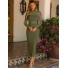 imageCaracilia Womens Mesh Dress Long Sleeve Mock Neck Bodycon Sheer Going Out Cocktail Night Club Midi Dresses 3 Piece OutfitsOliva Green