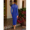 imageCaracilia Womens Mesh Dress Long Sleeve Mock Neck Bodycon Sheer Going Out Cocktail Night Club Midi Dresses 3 Piece OutfitsRoyal Blue