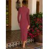 imageCaracilia Womens Mesh Dress Long Sleeve Mock Neck Bodycon Sheer Going Out Cocktail Night Club Midi Dresses 3 Piece OutfitsWine Red