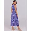 imageCaracilia Womens Summer Sleeveless Midi Dress Casual Floral Printed ALine Tank Beach Sundress with PocketsBlue Bohemian Print