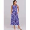 imageCaracilia Womens Summer Sleeveless Midi Dress Casual Floral Printed ALine Tank Beach Sundress with PocketsBlue Bohemian Print