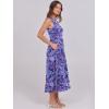 imageCaracilia Womens Summer Sleeveless Midi Dress Casual Floral Printed ALine Tank Beach Sundress with PocketsBlue Bohemian Print