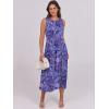 imageCaracilia Womens Summer Sleeveless Midi Dress Casual Floral Printed ALine Tank Beach Sundress with PocketsBlue Bohemian Print