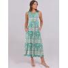 imageCaracilia Womens Summer Sleeveless Midi Dress Casual Floral Printed ALine Tank Beach Sundress with PocketsGreen Boho Printed