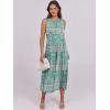 imageCaracilia Womens Summer Sleeveless Midi Dress Casual Floral Printed ALine Tank Beach Sundress with PocketsGreen Boho Printed