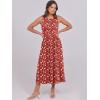 imageCaracilia Womens Summer Sleeveless Midi Dress Casual Floral Printed ALine Tank Beach Sundress with PocketsRed Flower