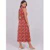 imageCaracilia Womens Summer Sleeveless Midi Dress Casual Floral Printed ALine Tank Beach Sundress with PocketsRed Flower