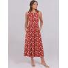 imageCaracilia Womens Summer Sleeveless Midi Dress Casual Floral Printed ALine Tank Beach Sundress with PocketsRed Flower
