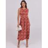 imageCaracilia Womens Summer Sleeveless Midi Dress Casual Floral Printed ALine Tank Beach Sundress with PocketsRed Flower