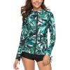 imageCaracilia Womens UPF 50 Full Zip Front Long Sleeve Top Rashguard Hoodie Swimsuit F33M CA106