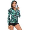 imageCaracilia Womens UPF 50 Full Zip Front Long Sleeve Top Rashguard Hoodie Swimsuit F33M CA106