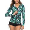 imageCaracilia Womens UPF 50 Full Zip Front Long Sleeve Top Rashguard Hoodie Swimsuit F33M CA106