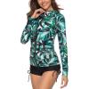 imageCaracilia Womens UPF 50 Full Zip Front Long Sleeve Top Rashguard Hoodie Swimsuit F33M CA106