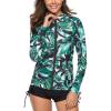 imageCaracilia Womens UPF 50 Full Zip Front Long Sleeve Top Rashguard Hoodie Swimsuit F33M CA106