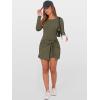 imageCaracilia Women Long Sleeve Tennis Dress 2025 Fall Bodycon Tie Waist Romper Skorts Athletic Mini Dresses Built in ShortsArmy Green