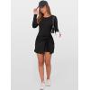 imageCaracilia Women Long Sleeve Tennis Dress 2025 Fall Bodycon Tie Waist Romper Skorts Athletic Mini Dresses Built in ShortsBlack