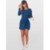 imageCaracilia Women Long Sleeve Tennis Dress 2025 Fall Bodycon Tie Waist Romper Skorts Athletic Mini Dresses Built in ShortsDark Blue
