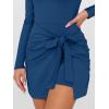 imageCaracilia Women Long Sleeve Tennis Dress 2025 Fall Bodycon Tie Waist Romper Skorts Athletic Mini Dresses Built in ShortsDark Blue