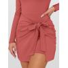 imageCaracilia Women Long Sleeve Tennis Dress 2025 Fall Bodycon Tie Waist Romper Skorts Athletic Mini Dresses Built in ShortsRust Red