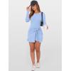 imageCaracilia Women Long Sleeve Tennis Dress 2025 Fall Bodycon Tie Waist Romper Skorts Athletic Mini Dresses Built in ShortsSky Blue
