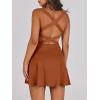 imageCaracilia Women Tennis Active Sporty Tank Dress with Shorts Workout Exercise Athletic Romper Mini Dresses Summer Golf OutfitsRust