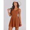 imageCaracilia Women Tennis Active Sporty Tank Dress with Shorts Workout Exercise Athletic Romper Mini Dresses Summer Golf OutfitsRust