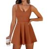 imageCaracilia Women Tennis Active Sporty Tank Dress with Shorts Workout Exercise Athletic Romper Mini Dresses Summer Golf OutfitsRust