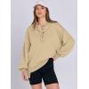 imageCaracilia Womens Oversized Sweatshirts Long Sleeve Henley Button Down Pullover Hoodies Tunic Tops 2025 Trendy Fall ClothesApricot